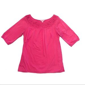 Lilly Pulitzer Pink Butterfly Neck Blouse Top XS